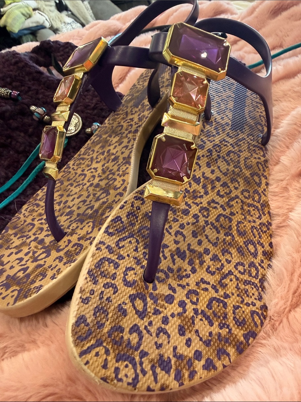 Sexy Rare Grenade Purple Cheetah 🐆3 Gems & Jelly Brazil Sz  6 - Picture 3 of 11